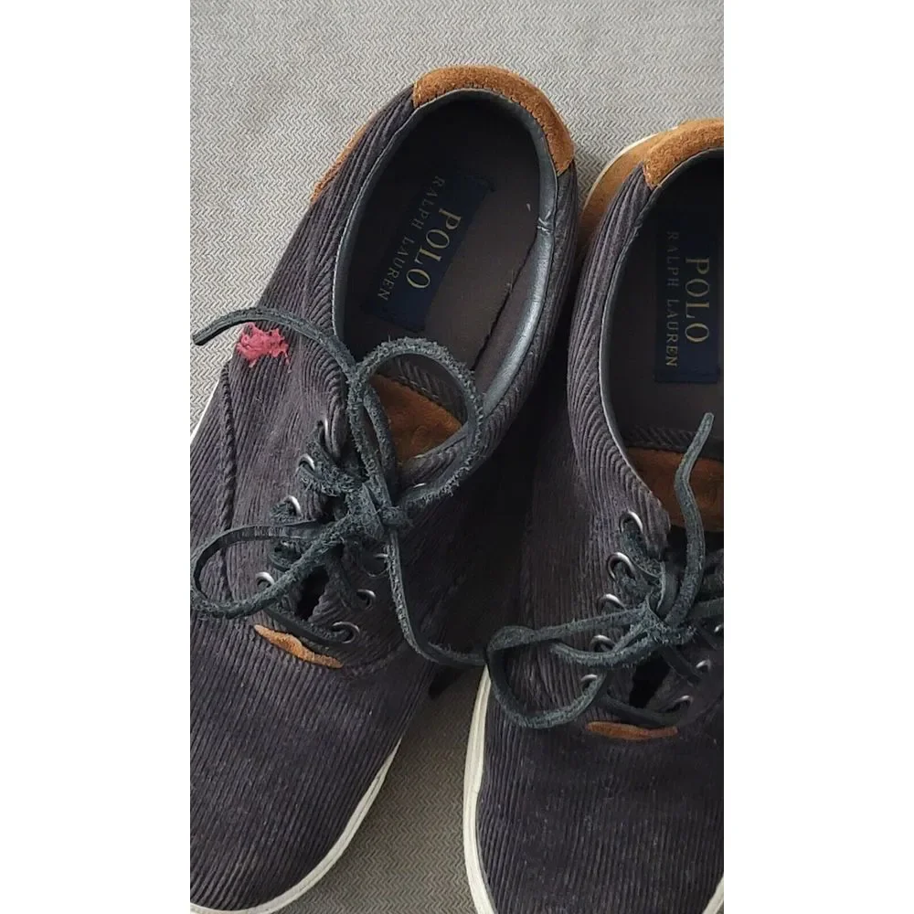 Polo Ralph Lauren Men's Vaughn Charcoal Corduroy Suede Shoes Size 7.5‎ D